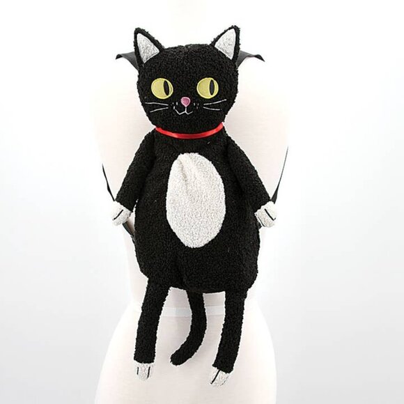 SPOOKYVILLE CRITTERS Furry Black Cat Plush Backpack - Picture 3 of 4